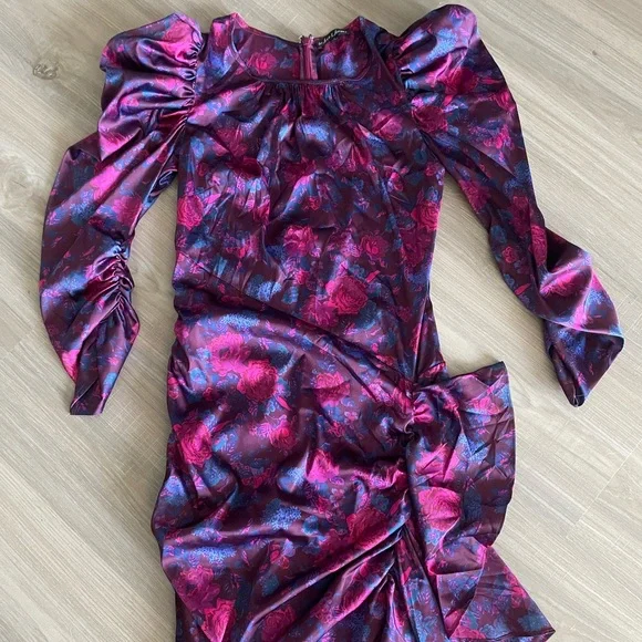 For Love & Lemons Endless Floral Puff Sleeve Bodycon Dress - Picture 2 of 5